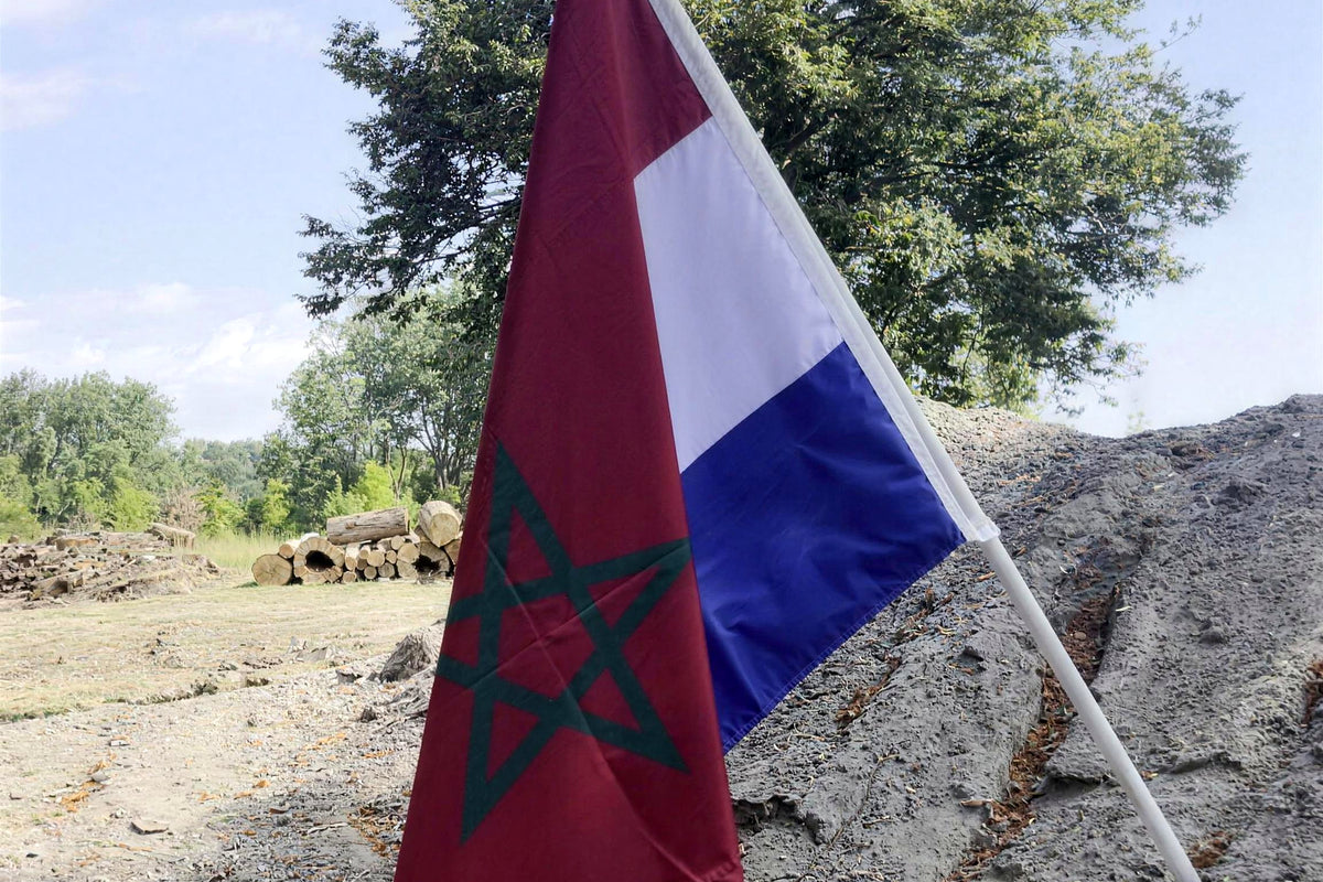 Un seul drapeau recto-verso : le drapeau marocain au recto, le tricolore néerlandais au verso